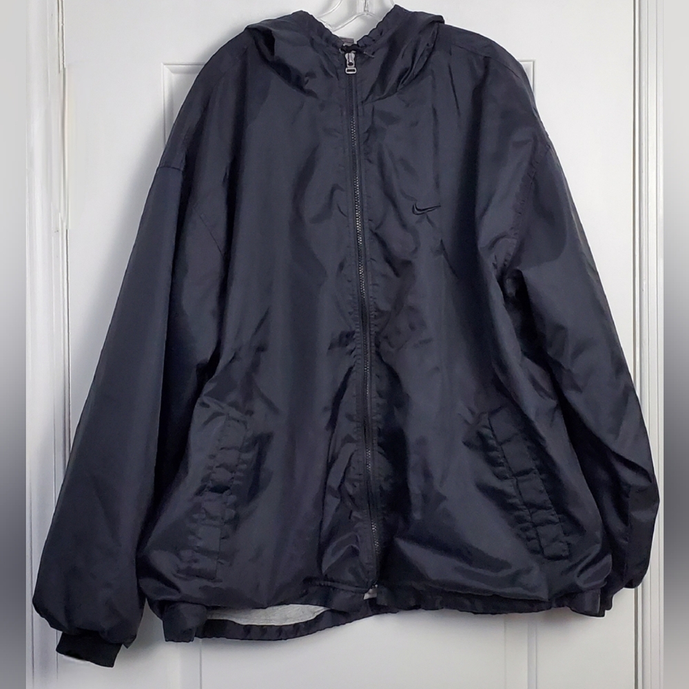 Nike VTG 90s Mens Hooded Full Zip Swoosh Fleece Lined Coat Jacket Size XL - GUC